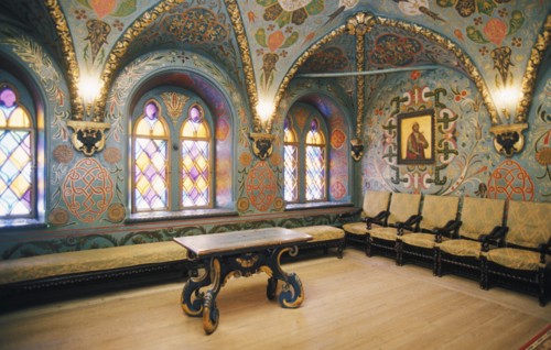 The boyar chamber of the tower palace (terem palace), grand kremlin palace, moscow built in 1635 - 36.