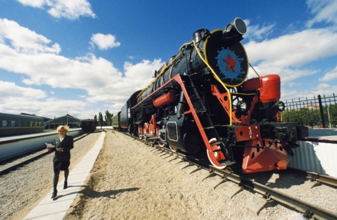 An 'l' series locomotive at the railway museum in kaliningrad, russia, june 2000.