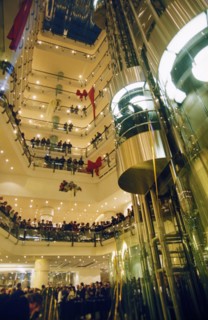Inside the atrium of the ararat park hyatt moskva (russia's first hyatt hotel) neglinnaya street, built on the site of the old ararat restaurant by the lucine restoration and building complex, october...