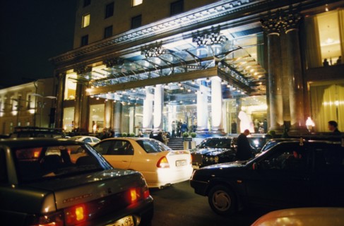 Outside the ararat park hyatt moskva hotel (russia's first hyatt hotel) in neglinnaya street, built on the site of the old ararat restaurant by the lucine restoration and building complex, october 200...