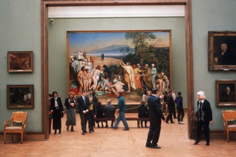 Tretyakov art gallery, moscow, russia, 4/97, on back wall: 'appearance of jesus to the people' by a,adamov (1806-1858).