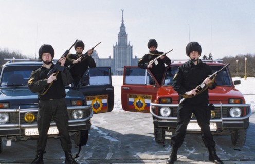 Employees of the rodon group, a private armed security guard company, moscow, russia, 2002.