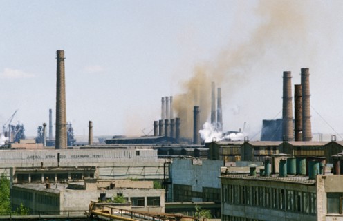 The novotroitskaya stal (steel) metallurgical plant (nosta) in the orenburg region of russia, august 1997.