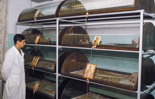 The remains of the romanov family in storage at the bureau for forensic examination, yekaterinburg, russia, 1997.