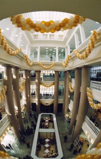 Inside the frunzensky shopping mall, rebuilt after a fire in 1988, st, petersburg, russia, 1998.