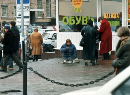 Moscow, russia, october 1998, old people & pensioners are hit hard by the economic crisis.