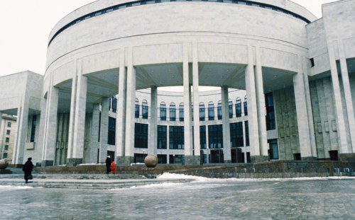 The new russian national library building on moscow ave, in st, petersburg, russia, january 2000.