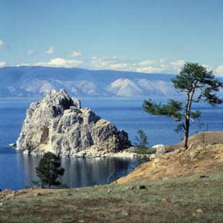 Ussr, irkutsk region, a view of olkhon island in lake baikal, october 1979.