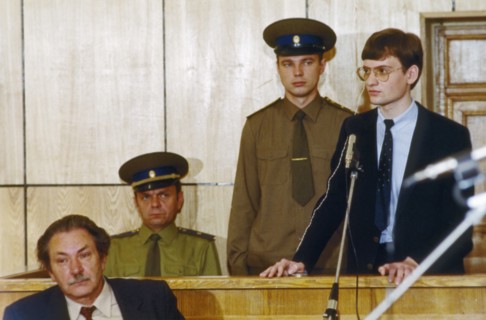 Mathias rust, a west german teenager who landed a cessna sports plane in red square on may 28, 1987, on trial for invading soviet air space.