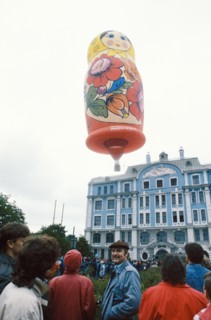 During a balloon festival celebrating the 287th anniversary of leningrad, ussr, 1990.