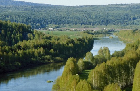 A village on the chusovaya river in the ural region of siberia, 1990s.