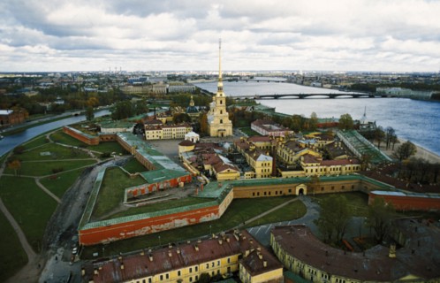 Aerial view of st, peter and paul fortress, st, petersburg, russia, 2003.