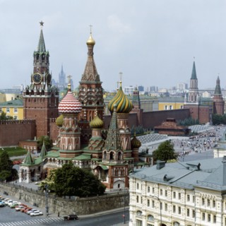 St, basil's cathedral and the kremlin in red square, moscow.