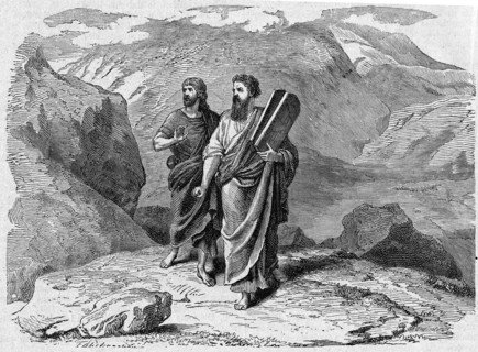 Moses and Joshua come down from the montain