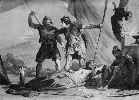 Religion The Holy Bible. David save Saul life