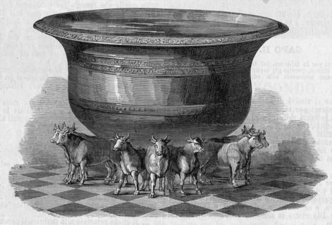 Religion The Holy Bible. Salomon's sea of Bronze supported by twelve bulls