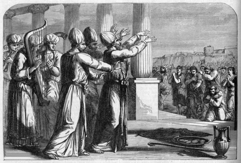 Religion The Holy Bible. The clerics bless the common for the restauration of the temple