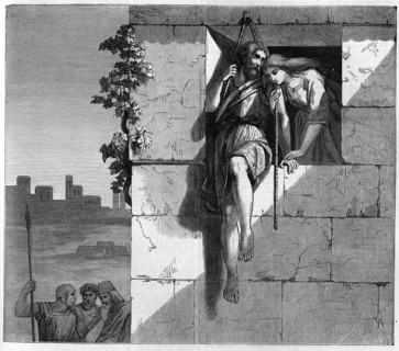 Religion The Holy Bible. David escape from the window (Psalm LVIII)
