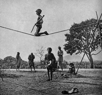 Historical Geography. 1900. India. Balancing feat of a wandering acrobat