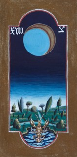 Creative illustration Middle Age in tarots. The Moon.