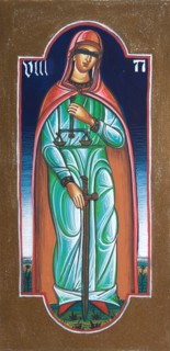 Creative illustration Middle Age in tarots. Justice or Athena.