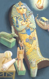 Creative illustration Ancient Egypt Tomb of the Pharaoh and Egyptian gods