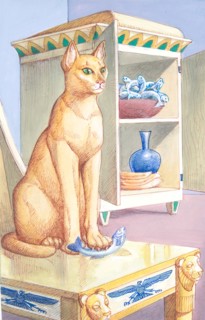 Creative illustration Ancient Egypt Egyptian gods Cat Bastet