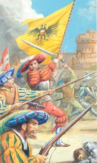 Creative illustration serial History of Rome Landsknechts at the sack of Rome 1527
