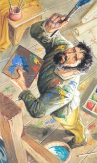 Creative illustration serial History of Rome Michelangelo the Sistine Chapel