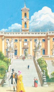 Creative illustration serial History of Rome The Capitoline Hill  in 18th century
