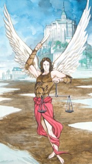 Creative illustration serial Magic. Michael the Archangel
