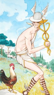 Creative illustration serial Magic. Wizards and Warlocks Mercury mythology