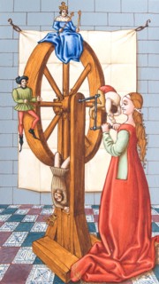 Creative illustration Middle Age in tarots. The wheel of fortune. Major Arcana.