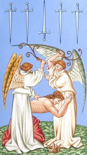 Creative illustration Middle Age in tarots The Penitent