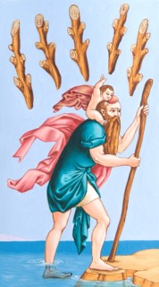 Creative illustration Middle Age in tarots. The Hermit.
