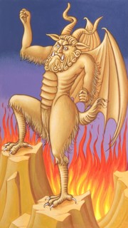 Creative illustration Middle Age in tarots. The devil.