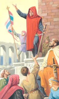 Creative illustration serial History of Rome Middle age: Cola di Rienzo