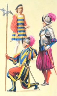 Creative illustration serial History of Rome Swiss Guards uniform