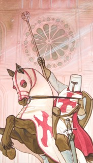 Creative illustration serial Magic. Wizards and Warlocks. The Templar knight execration