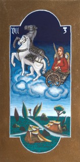 Creative illustration Middle Age in tarots. The Chariot