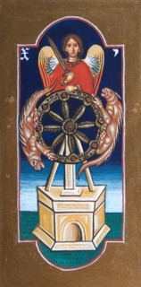 Creative illustration Middle Age in tarots. The Wheel of the fortune.