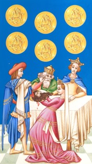Creative illustration Middle Age in tarots. Salome with the Head of John the Baptist.