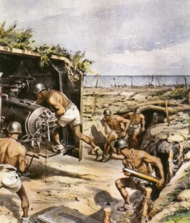 World War II - War in Italy 1943 Camouflaged Artillery