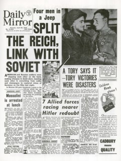 WWII 1945 Daily Mirror  Mussolini arrested