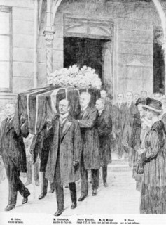 The funeral of Captain Cromie English. Mr. Odier Swiss Minister, Mr. Oudendijk Minister of the Netherlands, Baron Koxkull responsible for aff. Sweden, M. Munze secret. of amb. Spain, Mr. Binet secret....
