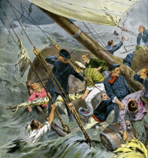 Naval disaster shipwreck in the Ocean print