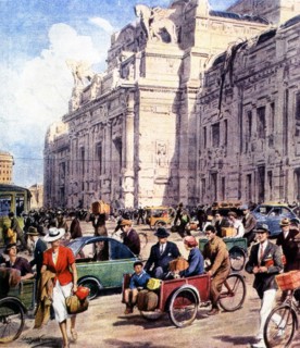 WWII in Italy 1943 Milan bicycle traffic