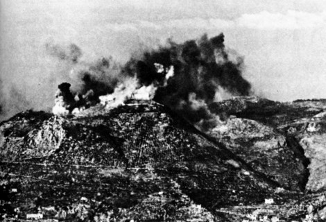 WWII War in Italy 1944 Air raid at Monte Cassino