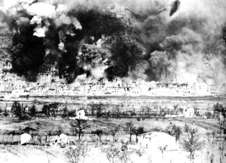 WWII War in Italy 1944 Air raid at Monte Cassino