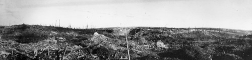 Panoramic view of the ruined village of Beaumont Hamel.